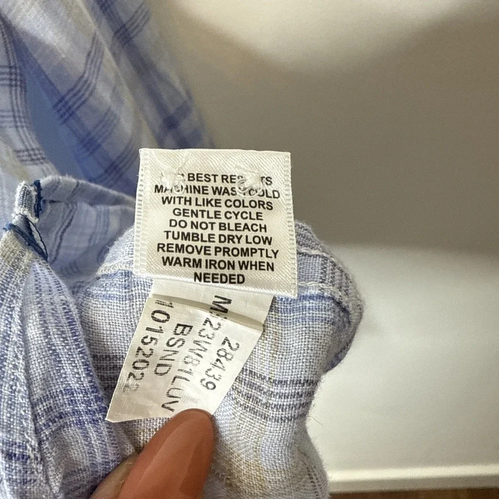 Peter Millar‎ Linen Shirt Men's XL Plaid Blue Crown Crafted Lightweight Preppy